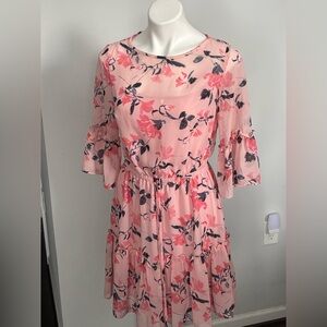Eliza J Blush Floral Long Sleeve Dress